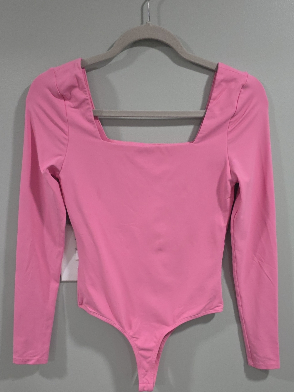 Miami For Francesca's Pink Long-Sleeve Square Neck Bodysuit